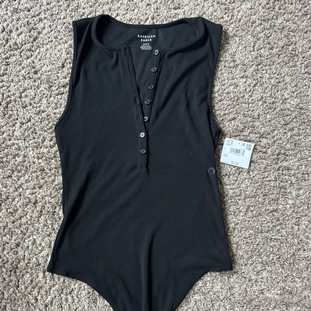 American Eagle Black Ribbed Top